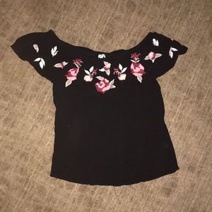 Off the shoulder- rose shirt